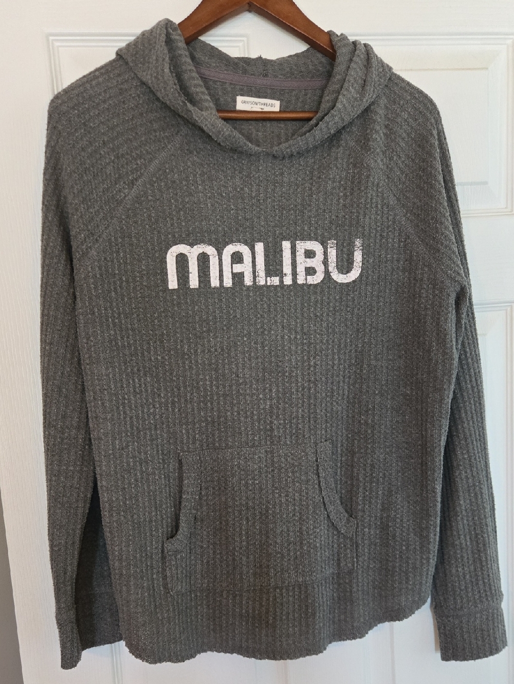 Grayson Threads Gray Waffle-Knit Pullover Hoodie